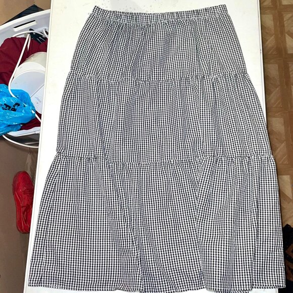 SHEIN Curve 3XL Black & White Gingham Tiered Maxi Skirt - Picture 1 of 9